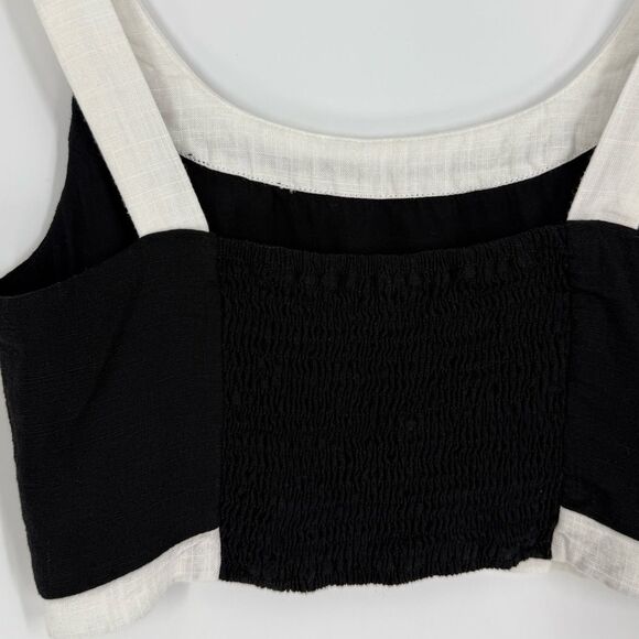Lulus Instinctively Chic Black and White Linen Sleeveless Cropped Top | Small - Picture 7 of 8